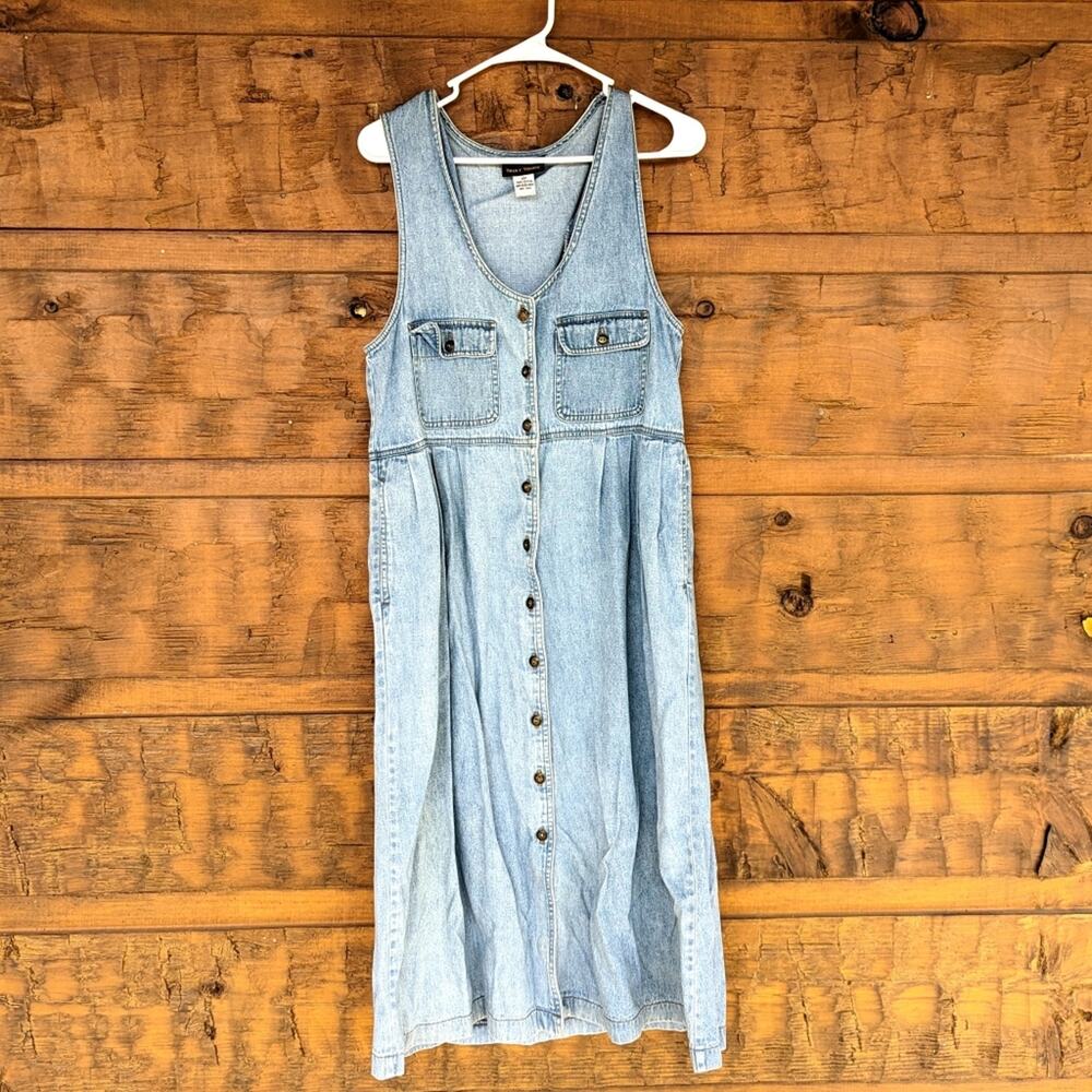 Vintage Truly Yours Dress Women's Size 10P Denim Button Down Jumper